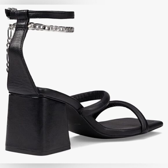 Free People heels Parker chain black sandal & pillow strap 37.5/7.5 to 8 NWT - Picture 6 of 8